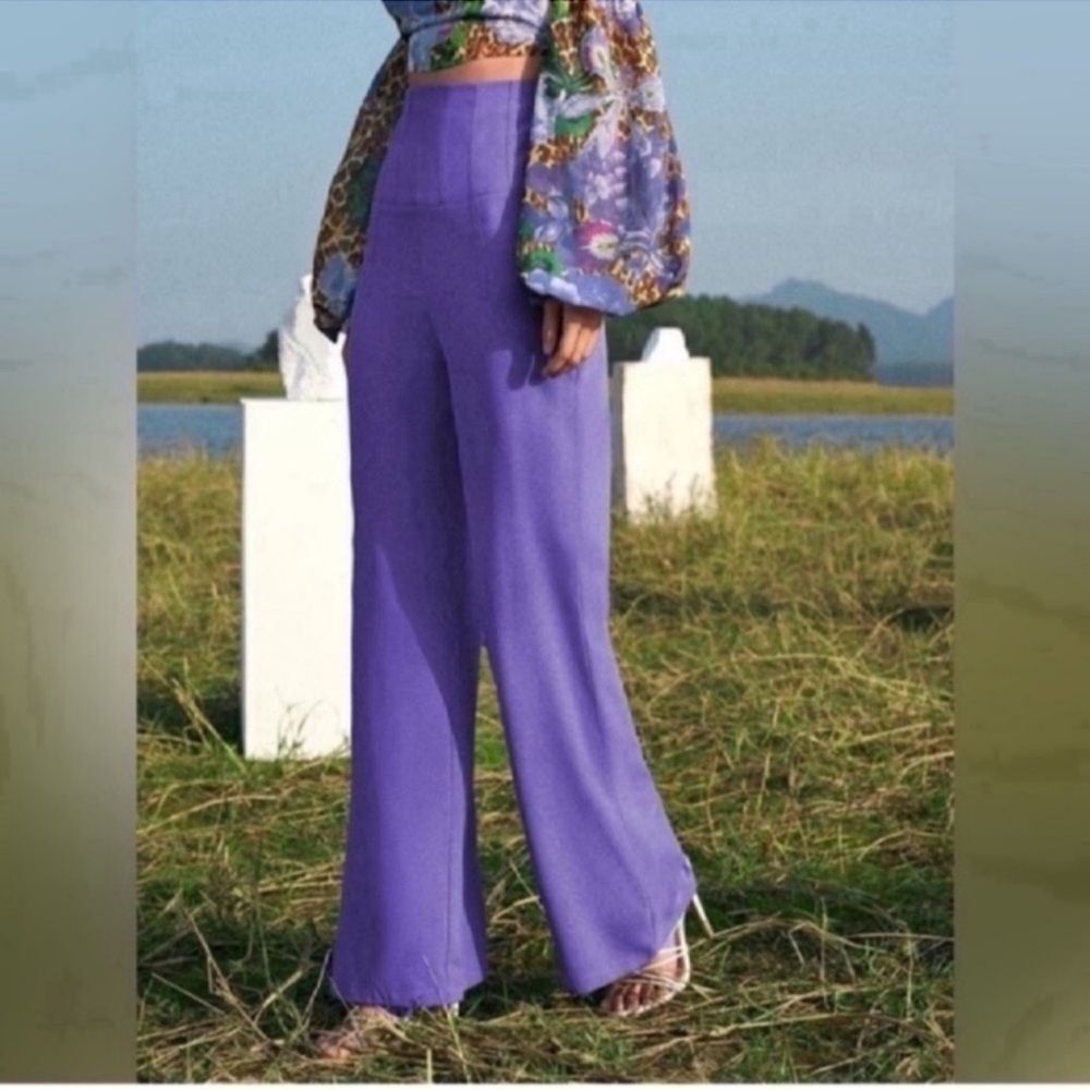 Spring High Waist Solid Pants Size Size Xsmall - Picture 13 of 13